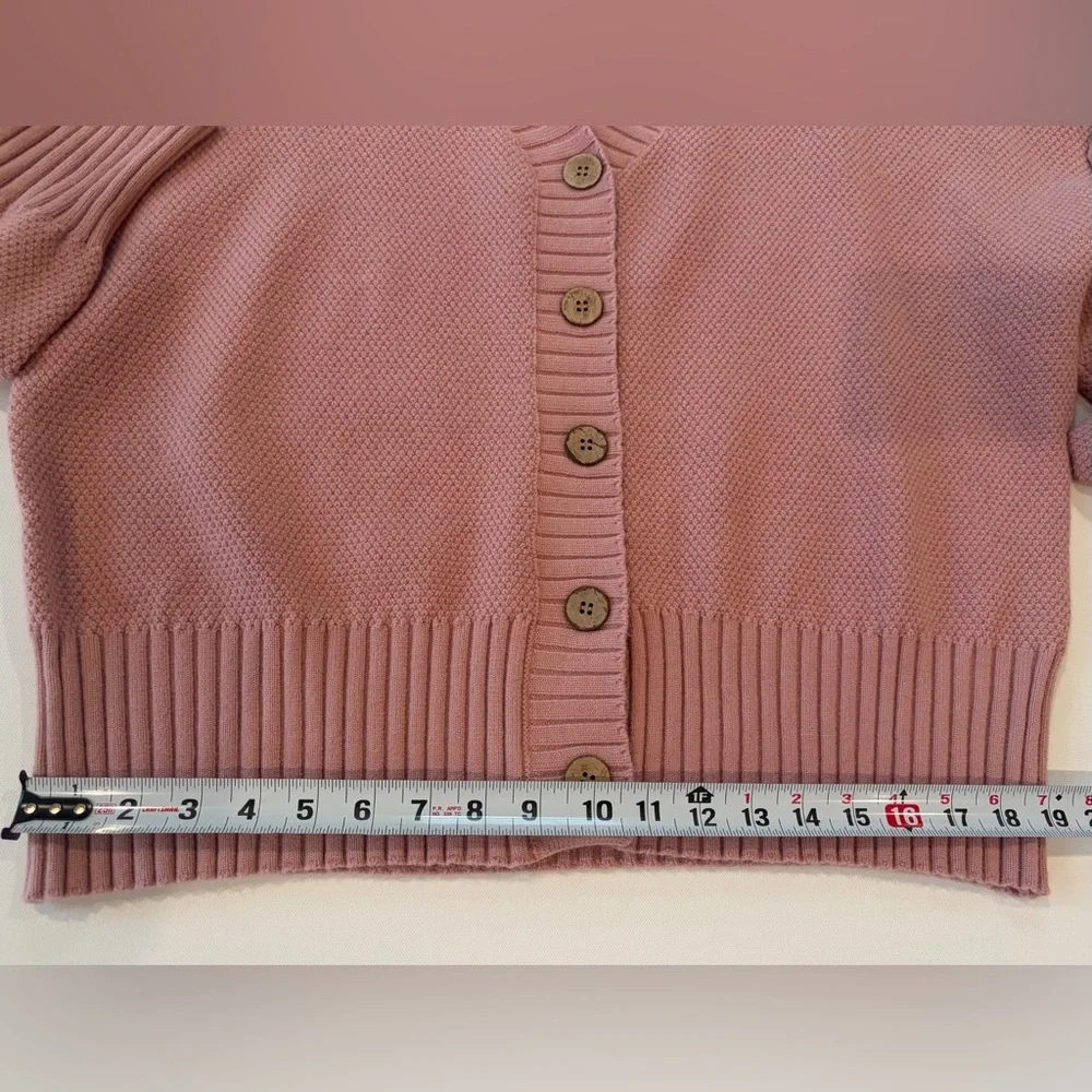 Merokeety Blush Pink Exposed Hem Sleeve Ribbed Stretchy Button-Up Cardigan Large - Picture 3 of 15